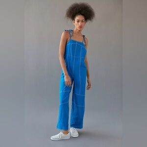 UO Urban Outfitters Harley Loose Fit Linen-Blend Dungarees Size M Boho Overalls